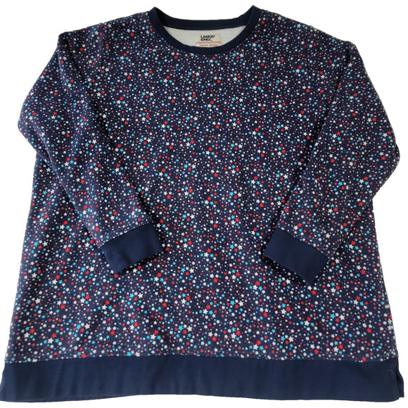 Lands' End Tops - Lands End Womens 16W-18W 1X Serious Sweatshirt Red White Blue Stars Patriotic